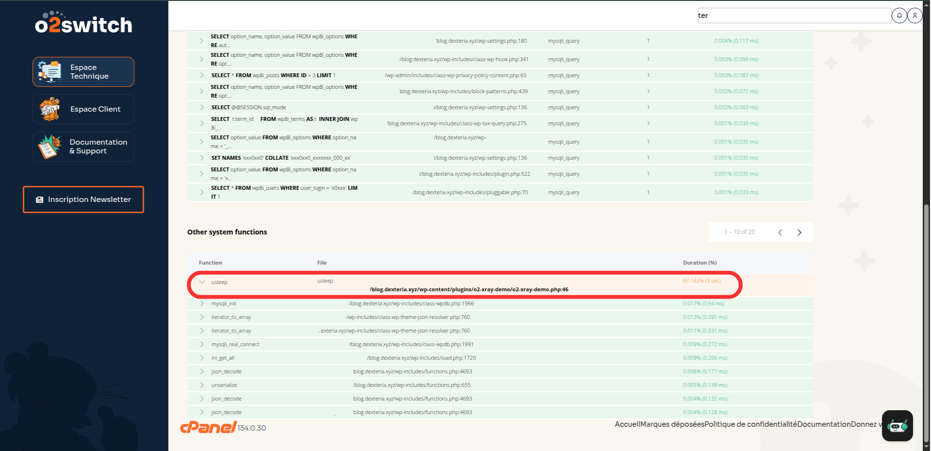 Détails rapport PHP X-Ray pour un back-office lent. Partie 2
