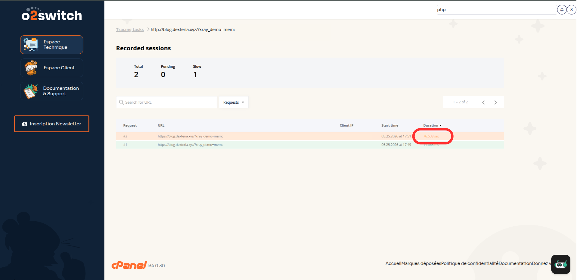Rapports PHP X-Ray pour une consommation mémoire importante.